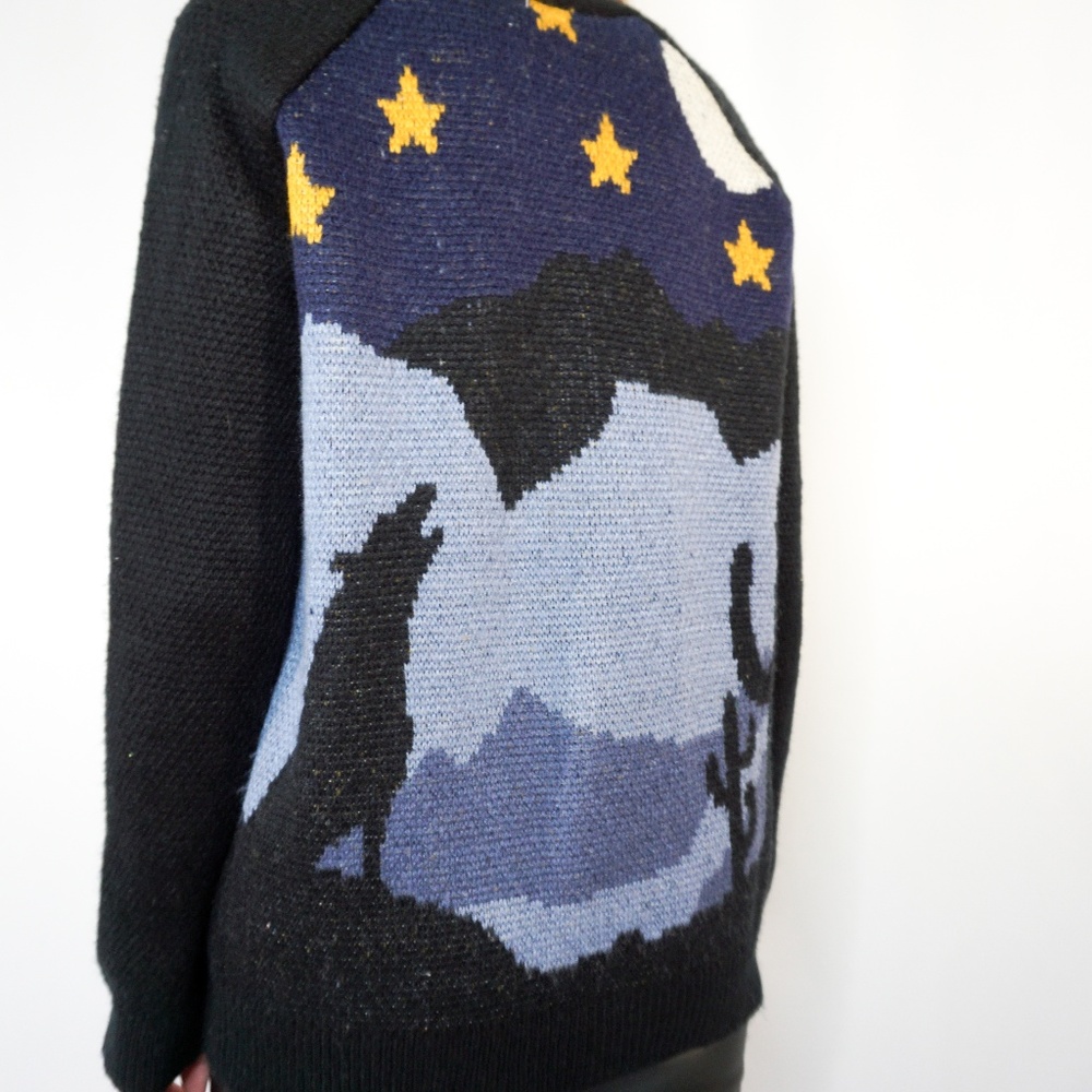 LA : HEARTS Starry Night Blue Knit Botton Sweater - Picture 8 of 8